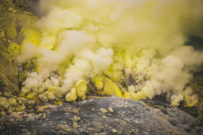 Bright yellow sulphur deposits
